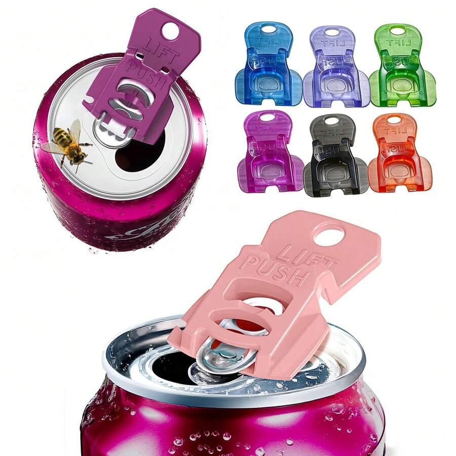 6个装汽水罐拉环和罐盖保护套，保护汽水/啤酒罐免受昆虫、蜜蜂和灰尘侵害，适用于派对、烧烤、海滩等场合。 - 查看 1