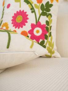 1pc Floral Embroidered Decorative Pillow Cover, Available In Multiple Sizes, Suitable For Various Rooms (Pillow Insert Not Included) - Multicolor 3351 - View 8