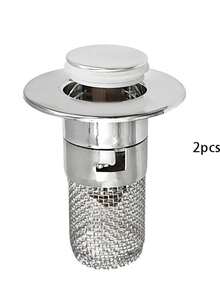 1个毛发收集过滤器，弹出式浴室水槽排水器，不锈钢水槽过滤器带毛发收集器，镀层，适用于排水孔直径3.4-4.0厘米，请检查您的排水孔尺寸！ - 銀色 - 查看 12