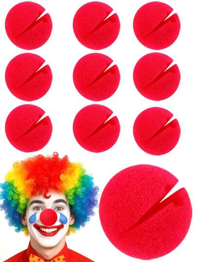 10个/20个装柔软海绵小丑鼻子，红色，适用于万圣节圣诞节装饰、舞台道具、魔术表演和服装配饰、成人派对装饰、角色扮演化妆舞会道具