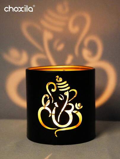 choxila 1pc Forged Iron Candle Holder, Holiday Decor, Diwali Candle Holder, Projection Candle Holder, Suitable For Bedroom, Living Room, Holiday Party, Holiday Gift