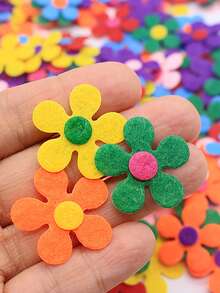 100/1pc Multi-Color Felt Flowers,Self-Adhesive Appliques,DIY Crafts,Reusable&Matte Finish,Ideal For Fabric Crafts, DIY Projects&Classroom Decorations,Vibrant Floral Designs For Creative Expression,Bouquet Making Supplies,DIY Crafts Sewing Handcraft - A - View 3