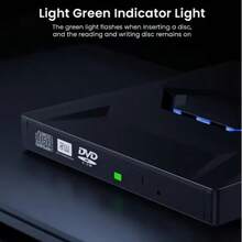 External DVD Drive, USB 3.0 Portable, Type-C Compatible, CD/DVD  Disk Drive External DVD Player CD/DVD ROM Burner Reader Compatible Laptop Desktop PC Windows Linux  IOS Black - Black - View 5