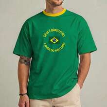 Camiseta Copa Do Mundo Caimento Confortável Brasil - Amarelo - Visão 3