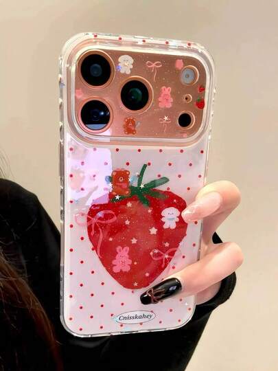 波点草莓动物纹高端手机壳，适用于 15、16、17 Pro Max、13、14 Pro Max，个性化小众保护壳，女士适用