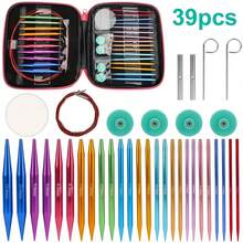 1 Set 13 Interchangeable Circular Knitting Needles - 13 Sizes Aluminum Interchangeable Knitting Needle Tips, 4 Cables, With Needle Case - Color Coded And Labeled, Ergonomic Grip, Lightweight , Suitable For Knitting, Crocheting, Weaving - Great For Beginners And Experienced Crafters - Multicolor - View 4