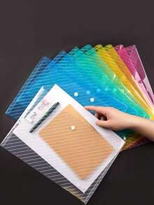 10 Peças/20 Peças Conjunto de Pastas de Arquivo A4 com Clipes, Multicoloridas, Adequadas para Armazenar Provas, Livros Escolares e Organizar Documentos de Escritório. Pasta Anelar A4 Durável com Mecanismo de Trava, Aplicável para Escola, Escritório, Organização Doméstica - Conjuntos - Visão 12