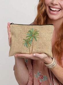 Borsa cosmetica riutilizzabile con stampa di palme di cocco, leggera, con cerniera per il trucco e gli accessori da toeletta, pratica pochette portamonete, borsa da toeletta con stampa di gelsi, accessorio da viaggio, adatta per lo shopping, regalo ideale per Pasqua, Festa della Mamma, Festa dell'Indipendenza, Matrimonio, Laurea - Multicolore - Visualizzare 15
