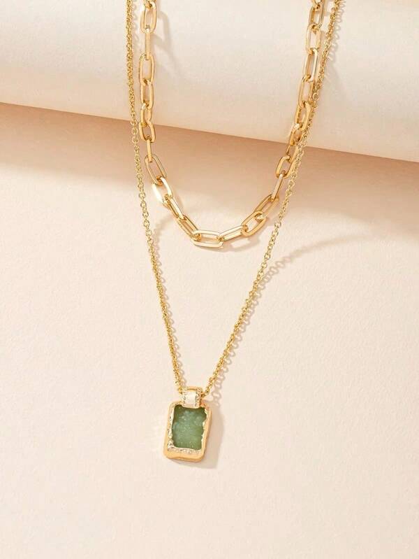 Geometric Charm Layered Necklace