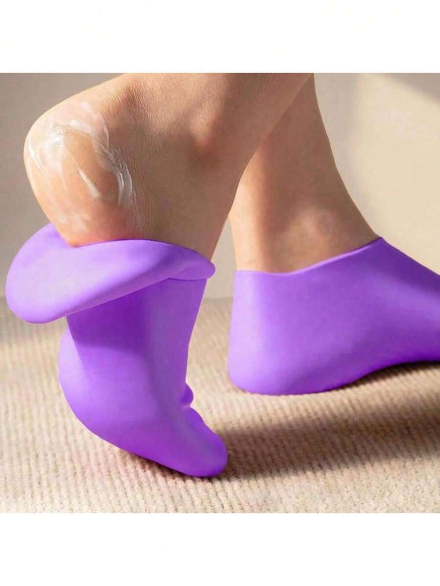 1 Pair Silicone Moisturizing Foot Socks, Effectively Care For Feet, Prevent Cracked Heels, Remove Dead Skin, Elastic Foot Socks, All-Day Moisture Locking, Prevent Dryness, Odorless, Easy To Wear And Take Off, Soft And Comfortable Material. - Multicolor - View 1
