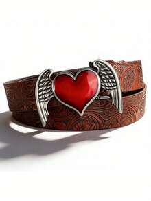 1件朋克风个性复古压花心形翅膀腰带 Y2K 辣妹百搭哥特暗黑风腰带男女通用 - 彩色 - 查看 7