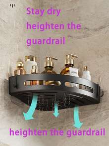 1/2/3 件套浴室置物架，浴室收纳架，室内淋浴架，转角收纳架，淋浴墙面洗发水架，节省空间的三角形转角置物架，浴室三角形置物架，免钻孔壁挂式淋浴收纳架，淋浴篮，大容量，厨房浴室收纳盒，悬浮式浴室厨房置物架，节省空间，易于安装 - 黑色 - 查看 10