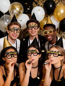 12pcs Black & Gold Birthday Party Glasses, Suitable As Birthday Photo Props, Unique Birthday Party Perfect Gift - Party Glasses - View 3