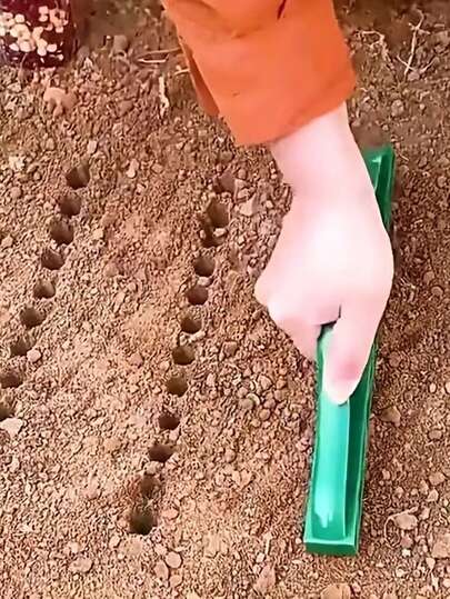 12-Hole Manual Seed Planter, Handheld Sewing And Soil Drilling Tool, Gardening Seeding Spacing Tool, Made Of PE Material, Suitable For Farmland, Vegetable Planting, Efficient Planting Tool For Gardening And Vegetable Planting, Straight Line Seeder