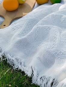 格子多功能户外毯，野餐垫，露营帐篷垫，保暖毯，沙发套，床毯，桌布，挂毯，防撕裂家居休闲毯 - T形花紋 - 查看 5