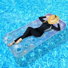 1 pieza Tumbona inflable para piscina con respiraderos de flujo de agua (mantiene fresco mientras se toma el sol), diseño con brillo, boquilla antifugas, almohada incorporada, grande 165x75cm para adultos, juguete de relajación de playa y piscina de verano - Multicolor - Ver 7
