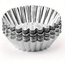 30/20/10pcs Aluminum Tart Mold, Tart Crust Baking Tray, Cupcake, Muffin & Cookie Baking Cups - Silver - View 2