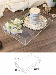 1pc Acrylic Tray, Transparent Fruit Plate, High-End Hotel Home Use Storage Organizer, Acrylic Cosmetic Box - Clear - View 3