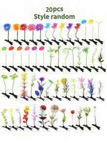 20个/10个随机混搭仿真植物蝴蝶发夹套装，可爱草菇花朵发夹，适合女性和女孩 - 非常适合上学、家庭聚会、圣诞节和复活节礼物，爪夹、发夹、发卡、发卡、发饰 - 彩色 - 查看 12