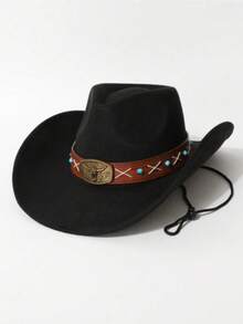 Unisex Faux Leather Western Cowboy Hat, Elegant Minimalist Design, Suitable For Daily Wear, Parties, Western Themed Events, Cosplay, Music Festivals, Etc. - Top Hat - View 11