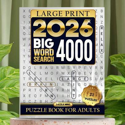 1pc, 20 Pages, 2026 New Word Search Book, Casual Entertainment, Ideal For Leisure Time, Suitable As A Gift (Pen Not Included)