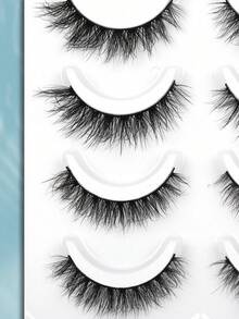 4 Pairs Mixed 2 Styles, 5-13mm Length Black Messy Crossing Dense Short Eyelashes, Suitable For Daily Wear - 黑色 - 查看 4
