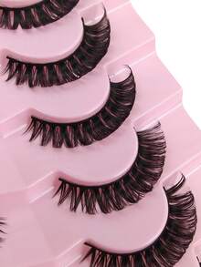 7 Pairs/Pack DD Curl Russian False Eyelashes, Dense Curly And Fluffy, Create Cat Eye Makeup Effect, 8D Long And Dense False Eyelashes, Enhance Eye Contour, Elongate And Thicken Lash Line, Create Exquisite Makeup. - Black - View 3