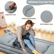 Foldable Floor Mattress, Japanese-Style Roll-Up Foam Sleeping Mat, Space-Saving Tatami Floor Bed for Living Room or Bedroom - Gris claro TWIN (99*203cm) EE. UU. - Ver 4