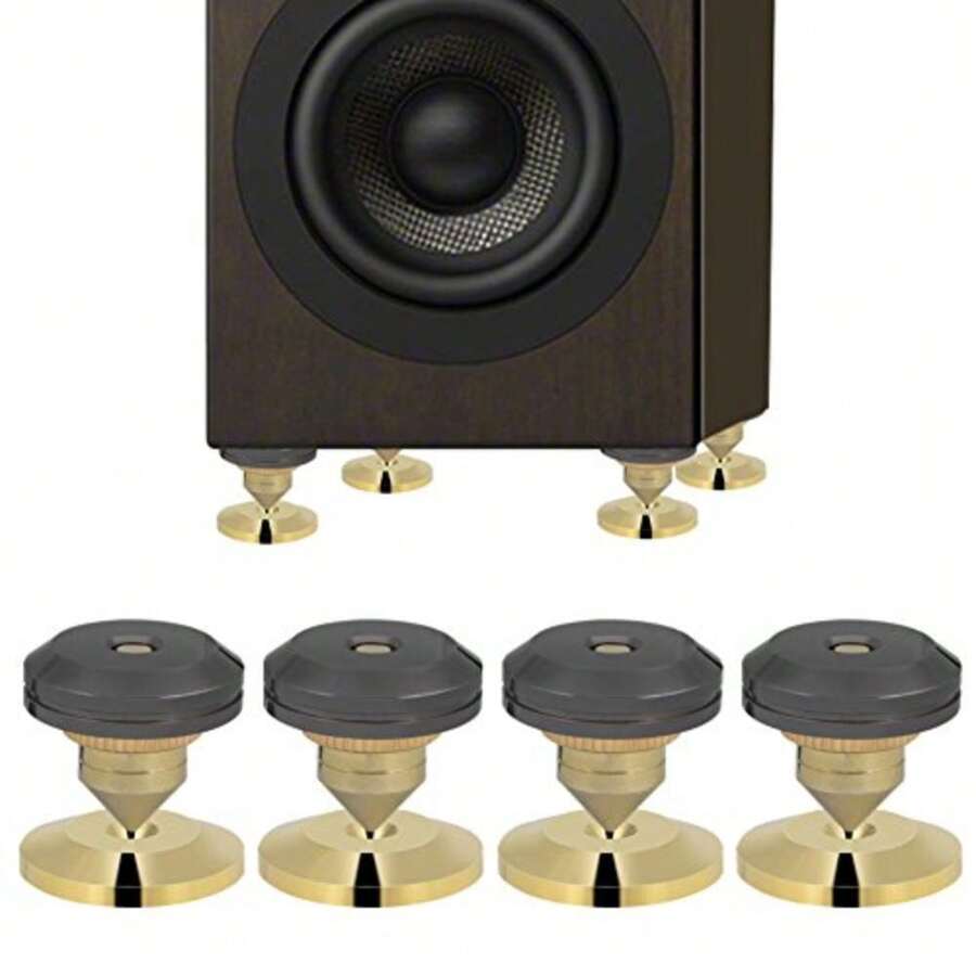 ASHATA Almohadillas Picos para Pies de Altavoces 4 Piezas de Clavos a Prueba de Vibración para Soporte de Sonidos Bases de Antivibración para Altavoces - Por defecto - Ver 1