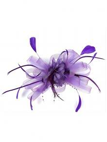 1pc Women's Tea Party, Kentucky Derby, Wedding Floral Mesh Hairclip, Charming Hair Accessory Headband,Summer,Beach - Purple - View 3