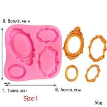 1pc Vintage Photo Frame Mold, Hollow Embossed Frame Mold, Epoxy Resin DIY Mold - Pink - View 2