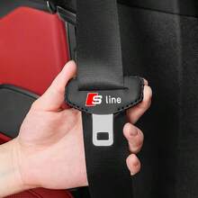 奥迪 S Line A3 A4 A5 A6 A7 A8 S3 S4 S5 S6 S7 汽车安全带扣皮革保护套，防撞安全带套，保护壳，汽车内饰配件 - 黑色 - 查看 6