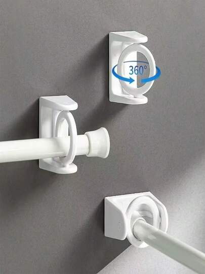 2pcs/4pcs Multi-Function Retractable Hooks, 360° Rotating Curtain Rod Holders, No Drill Adhesive Hooks, Swivel Curtain Hooks, Suitable For Holiday, Back To School, Wedding, Kitchen, Decorations