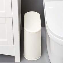 30 X 15 X 28cm Flip-Top Slim Trash Can, ABS+PP Material, Bathroom Toilet, Bedroom Bedside, Living Room Corner, Kitchen Sorting Garbage Bin, Elegant White Trash Can - View 4