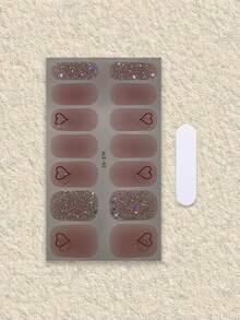 防水自粘美甲贴纸套装，清新设计，适合秋冬季美甲装饰 - 粉色 - 查看 3