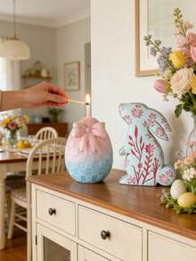 1 Piece Of Silicone Mold For Easter Bunny Shaped And Butterfly Egg Shaped Aromatherapy Candles, DIY Embossed Rabbit Egg Candle Silicone Mold - Easter Candle Molds - View 6