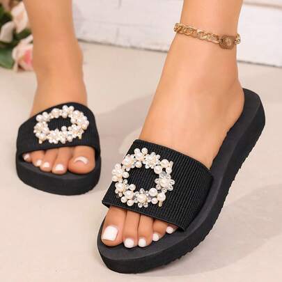 3厘米女士简约休闲平底拖鞋，新款夏季沙滩凉鞋，室内外皆宜