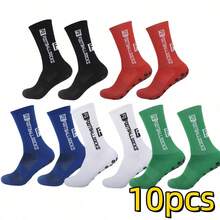 5双装足球袜，带硅胶垫，中筒训练袜，适合足球比赛，吸湿排汗的后跟和脚踝设计，专为足球运动员打造 - 彩色 - 查看 13