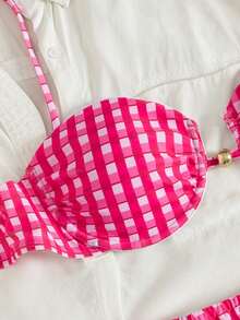 PEPPERMOLLY Bộ bikini dự tiệc thanh lịch, màu trơn, có dây đeo điều chỉnh được, kiểu dáng hở lưng, thích hợp cho mùa hè đi biển và du lịch. - Nhiều màu - Xem 5