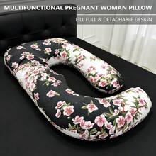 Pregnant Woman Pillow, U-Shaped Full Body Pillow-Detachable Pillowcase Extra Large Size-Gray-Sleeping Pregnant Woman Pillow-Adult Body Pillow, Pregnant Woman Pillow And Pregnancy Essential Mother Day Gift - Hoa lớn - Xem 7
