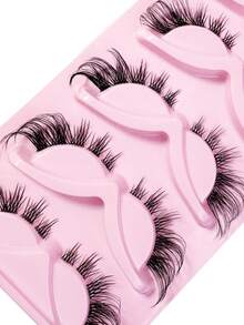 5 Pairs Cat Eye False Eyelashes, Natural Criss-Cross Style With Transparent Band, Create Natural & Lengthening Lash Look - Black - View 2