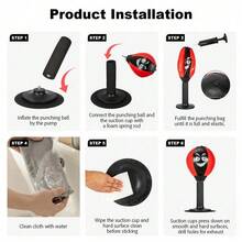 Durable PU Leather Desktop Punching Bag Super Strong Suction Cup Base Speed Bag, High Elastic Spring Reflex Punch Ball For Office, Home Desk - Red - View 3