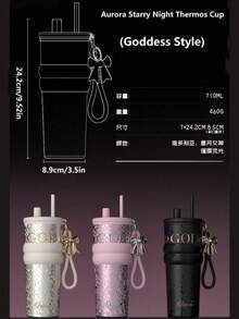 1个优质保温饮料杯，316不锈钢茶/咖啡杯，户外及车载使用，带吸管 - 彩色 - 查看 3