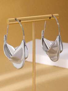 Valentine'sdayMinimalist Hoop Earrings - Silver - View 5