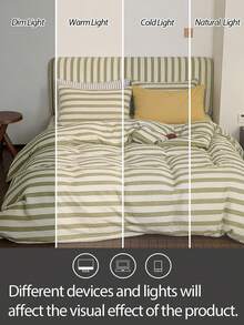 Bộ ga trải giường kẻ sọc 100% cotton (không bao gồm ruột chăn) - Mềm mại và thoáng khí, bộ ga trải giường in họa tiết kẻ sọc hiện đại, phù hợp cho phòng ngủ/phòng khách, trang trí nhà cửa và ký túc xá thiết yếu, bộ ga trải giường thoải mái cho mọi mùa. - Nhiều màu - Xem 6