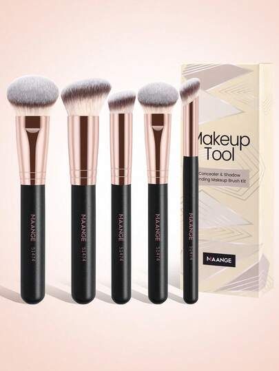 MAANGE 1/5pcs Professional Facial Makeup Brush Set Loose Powder Brush Blush Brush Foundation Brush Contour Brush Nose Contour Brush,Makeup Tools With Soft Fiber For Powder,Liquid,For Easy Carrying,Brush For Travel.Gift For Women&Girls ﻿