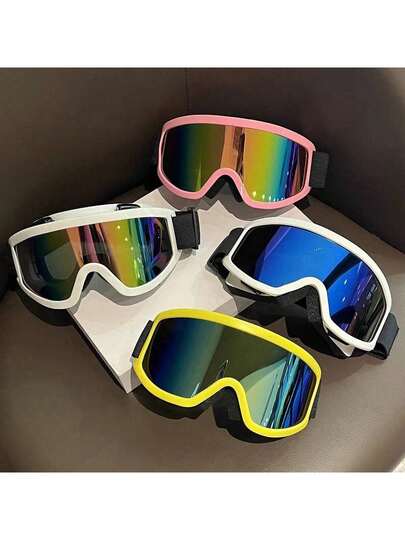 成人滑雪镜、摩托车镜、骑行镜、雪地摩托镜，1副装，泡沫衬垫舒适护目镜，适合近视人士佩戴，户外运动护目镜