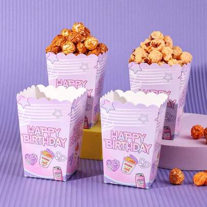 韩流主题派对爆米花盒，韩式生日派对用品糖果零食爆米花盒，可爱粉色韩流派对装饰，适合女孩/青少年生日派对