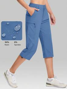 KEFITEVD Women's Hiking Pants Quick-Dry Soft Lightweight Multi-Pockets Pants Camping Cycling Fishing Summer - Dusty Blue - View 2