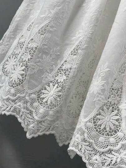 1 yard Dentelle décorative brodée, 48 cm Tissu brodé ajouré pour vêtements, robes, fournitures de couture DIY